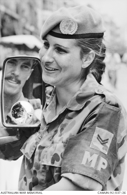 On the streets, Corporal Francine Rigby of Heidelberg, Vic, talking to ...