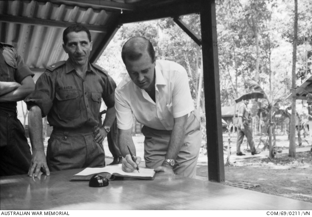 Nui Dat, South Vietnam. 1969-04. The Minister for the Army, Phillip ...