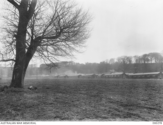 An exterior view of the huts in one of the AIF camps at Codford ...
