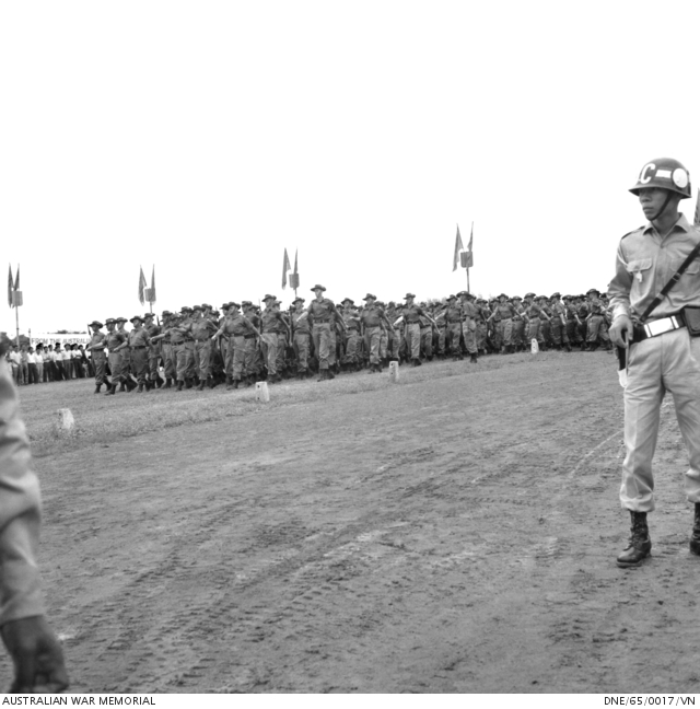 Australian soldiers marching during a ceremonial parade by the South ...