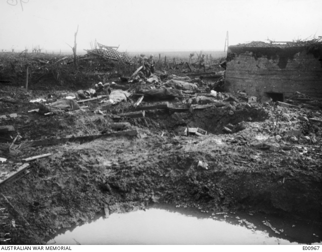 A regimental aid post of the 3rd Division on Broodseinde Ridge, in the ...