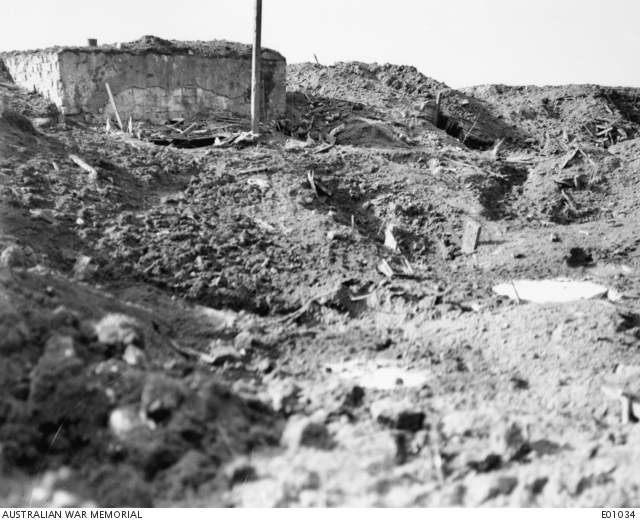 View of a huge crater on Broodseinde Ridge, in the Ypres sector, where ...