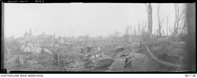 Australian soldiers billeted in dugouts along the ramparts of Ypres ...