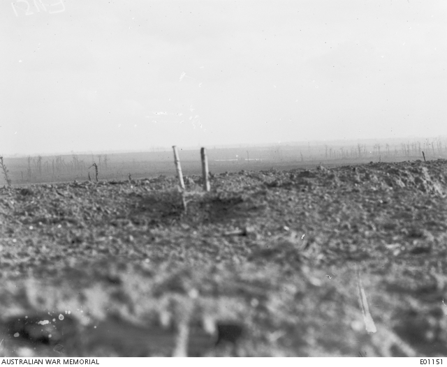 A view of no man's land on Broodseinde Ridge and the territory occupied ...