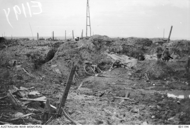 View of the huge crater on Broodseinde Ridge, in the Ypres sector. The ...