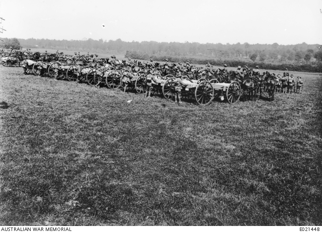 Transport and personnel of the 9th Australian Machine Gun Company, in ...