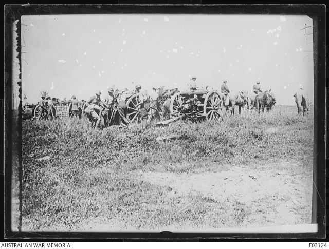 Unloading ammunition from the limbers of the 7th Brigade of Australian ...
