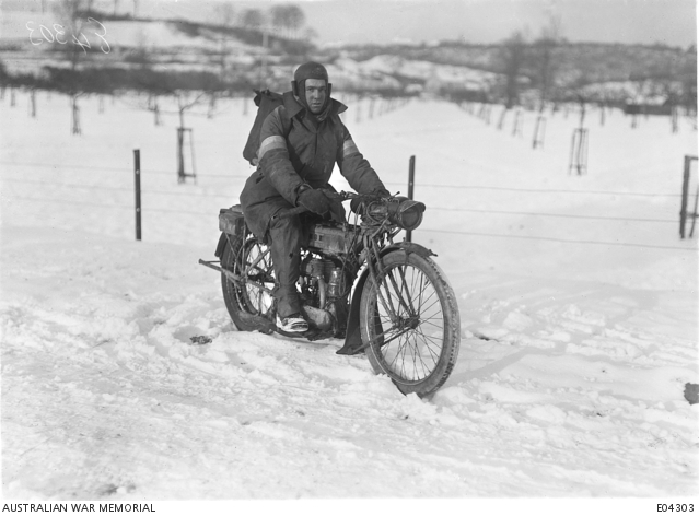 Ham-sur-Heure, Belgium. 10 February 1919. An Australian Despatch Rider ...