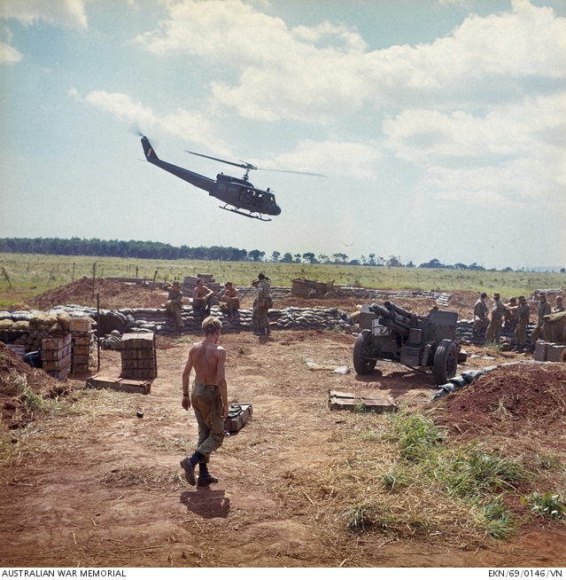 May Tao, South Vietnam. 2 December 1969. A RAAF Iroquois helicopter ...