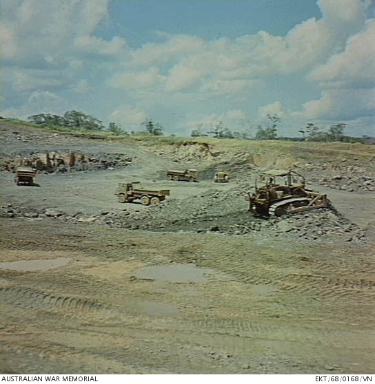 Nui Dat, South Vietnam. 1968. A blue metal quarry, operated by a