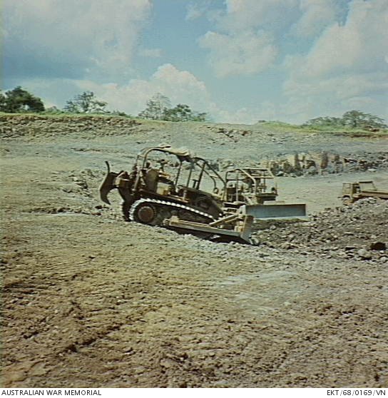 Nui Dat, South Vietnam. 1968. A blue metal quarry, operated by a