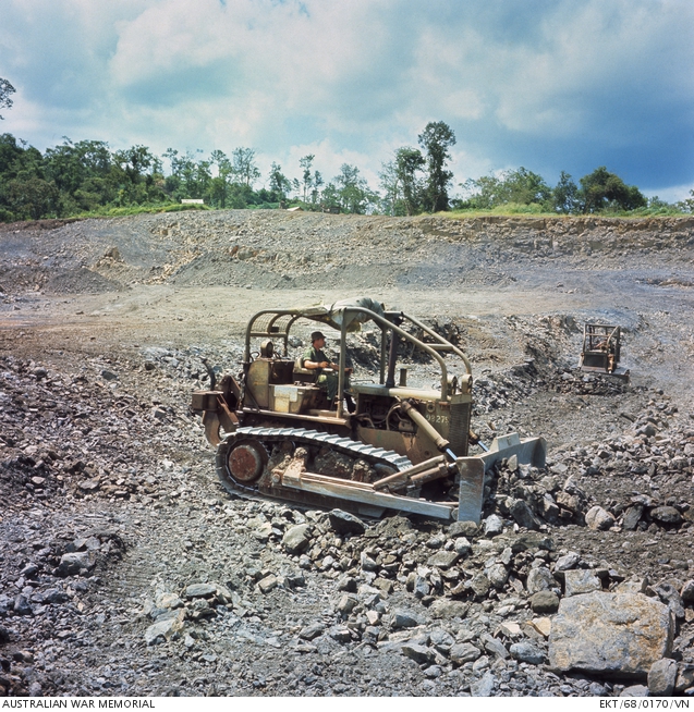 Nui Dat, South Vietnam. 1968. A blue metal quarry, operated by a