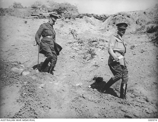 Lord Kitchener and General William Riddell Birdwood coming down a steep ...