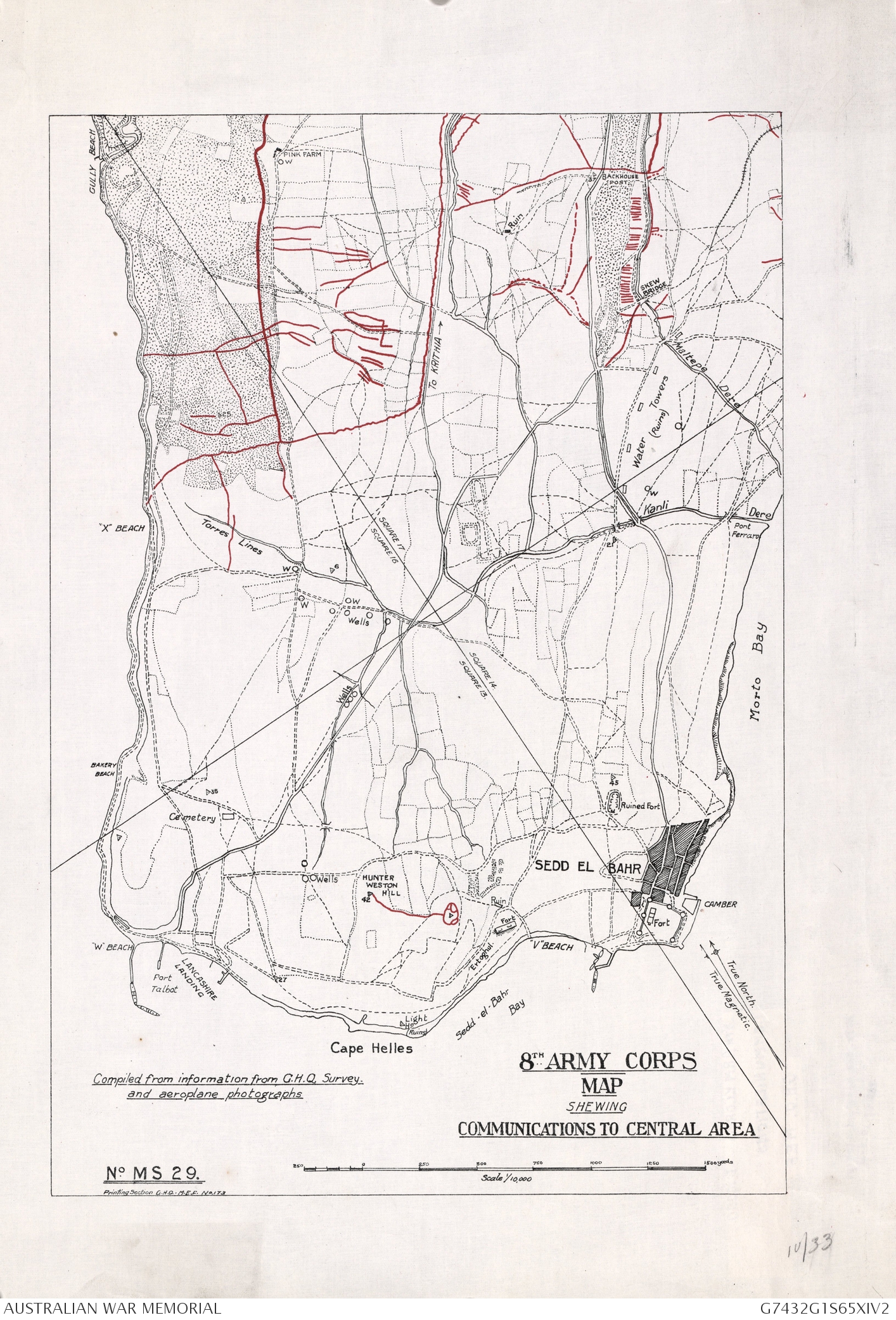 8th Army Corps map shewing communications to cen | Australian War Memorial