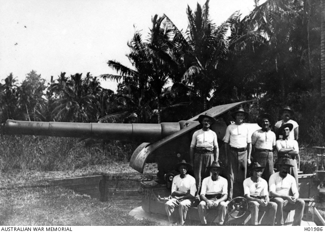 RABAUL, C. 1914. A KRUPP GUN WITH A STEP SWAGGED BARREL. AN AUSTRALIAN ...