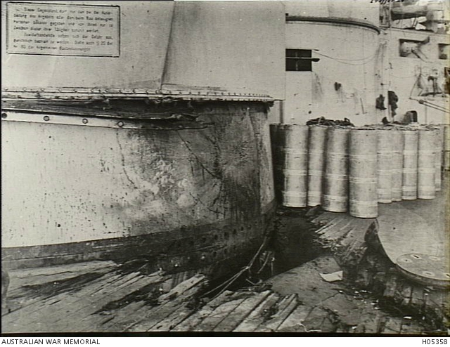 The German Navy battlecruiser Derfflinger in dry dock for repairs to ...