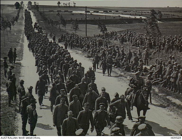 Amiens, France. c. 1917. German Army prisoners of war in batches of ...