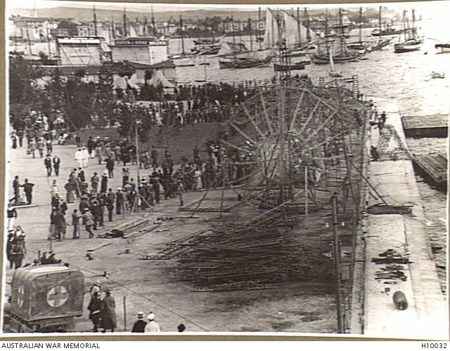 THE FRAGMENTS OF THE ZEPPELIN L.85 BEING REASSEMBLED AT SALONICA ...