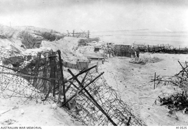 A German Army position on the coast. | Australian War Memorial