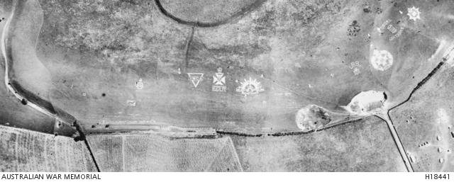 Wiltshire, Emgland. Aerial photograph of Regimental Crests and others ...