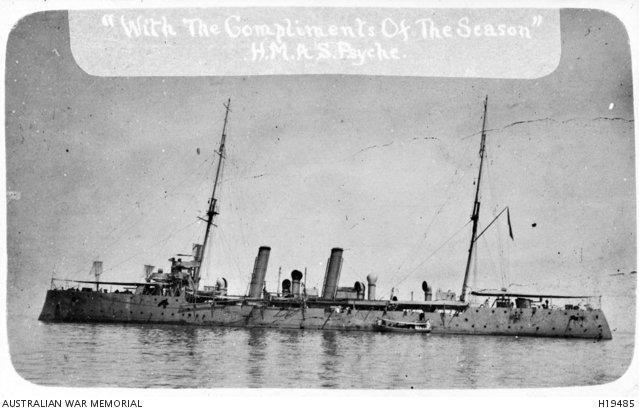 A Christmas photocard from crew of HMAS Psyche. Commissioned in 1899 as ...