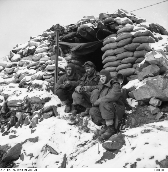 Chosan, North Korea. 1 January 1953. A brief burst of wintery sunshine ...