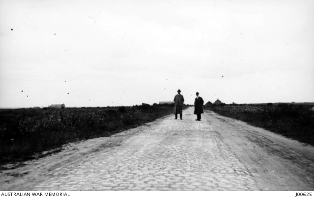 Mr Raymond and Mr A T Sharp at Passchendaele Ridge, Belgium. From the ...