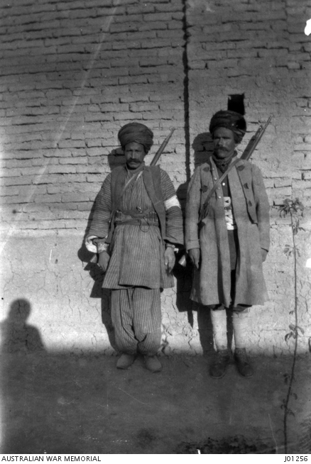 Portrait of two Kurdish Sowars taken at Korkora, Palestine, near the ...