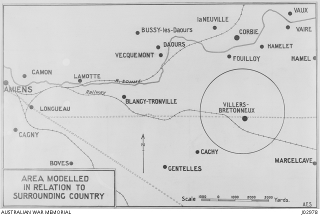 A map showing the country included in the model of Villers-Bretonneux ...