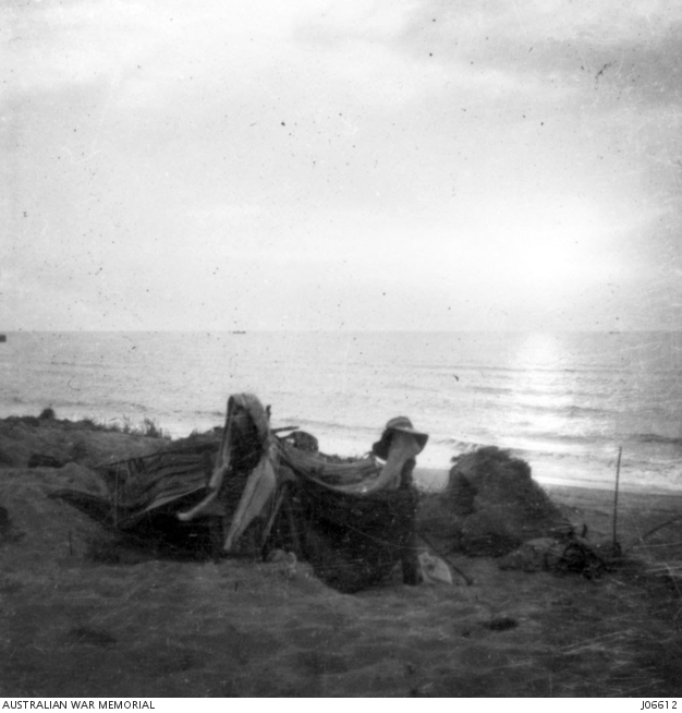 Australian Light Horse bivouac on the beach at Bela at Suusel