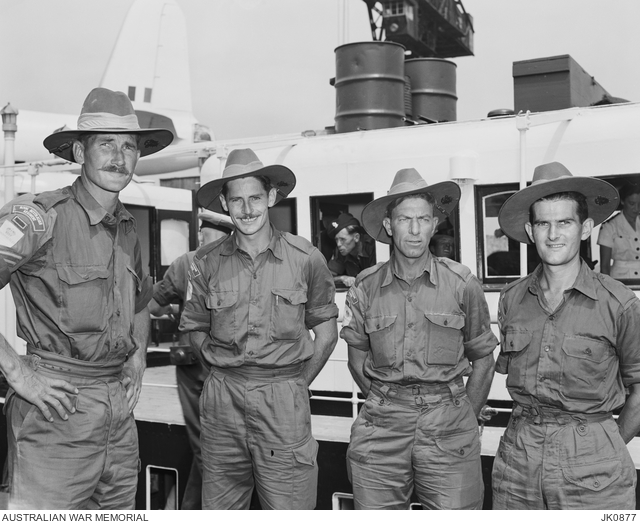 IWAKUNI, JAPAN. 1953-08-07. THESE FOUR DIGGERS, ALL FROM THE 3RD ROYAL ...