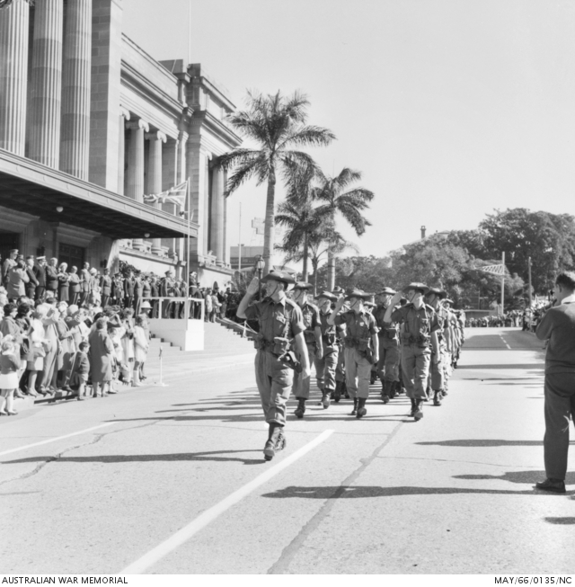 Brisbane, Qld. April 1966. Saturday traffic came to a standstill in the
