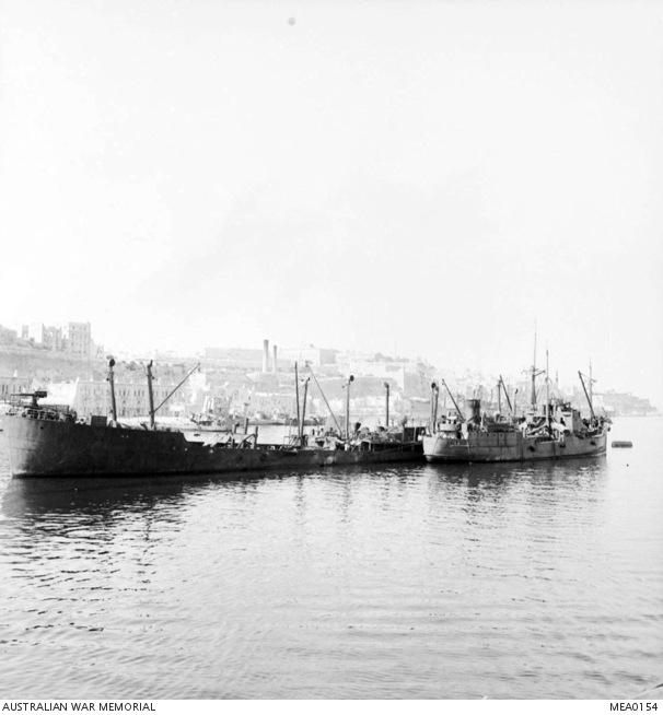 Ships in port, part of the huge convoy which crossed the Mediterranean ...