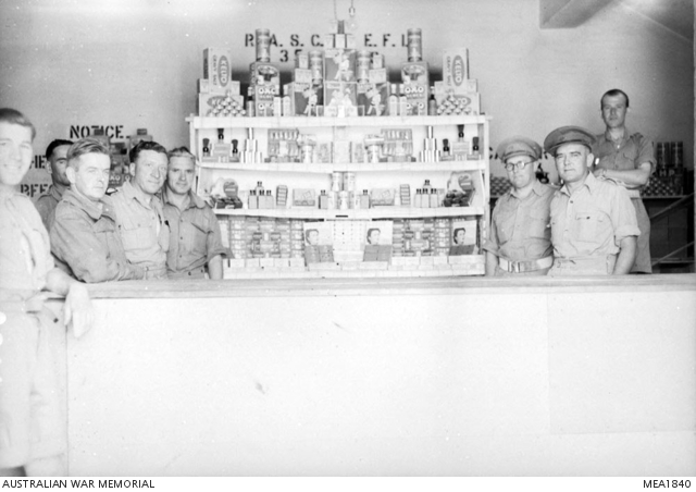 Italy. c. 1944. The interior of a bulk issue Navy, Army and Air Force ...