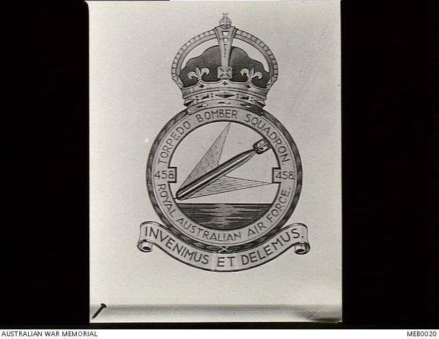 c. May 1943. Official unit badge of No. 458 (Wellington) Squadron RAAF ...