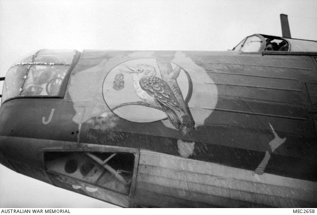 A Wellington bomber of 458 Squadron (Sqn), RAAF, with the call sign 'J ...