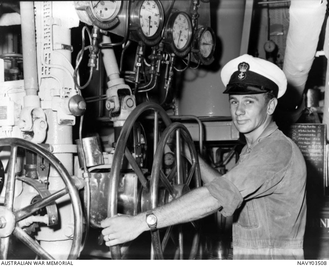 Engine Room Artificer Colin Fowler of Lansdowne, NSW operates the ...