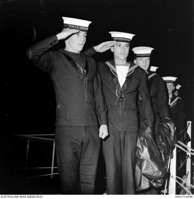 The RAN majestic class aircraft carrier, HMAS Melbourne (II) R21, is ...