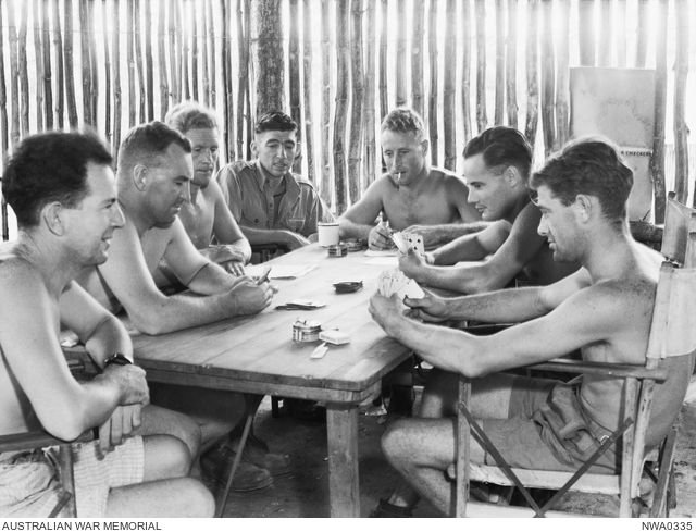Darwin area, NT. c. 1945. A group of RAAF members in the recreation ...