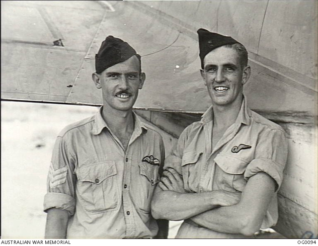 Informal portrait of two members of No 30 (Beaufighter) Squadron RAAF ...