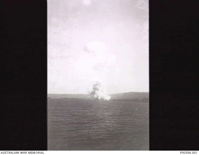 DARWIN, NT, C. 1942. BOMBS EXPLODING IN HARBOUR. (PHOTOGRAPHER LLOYD ...