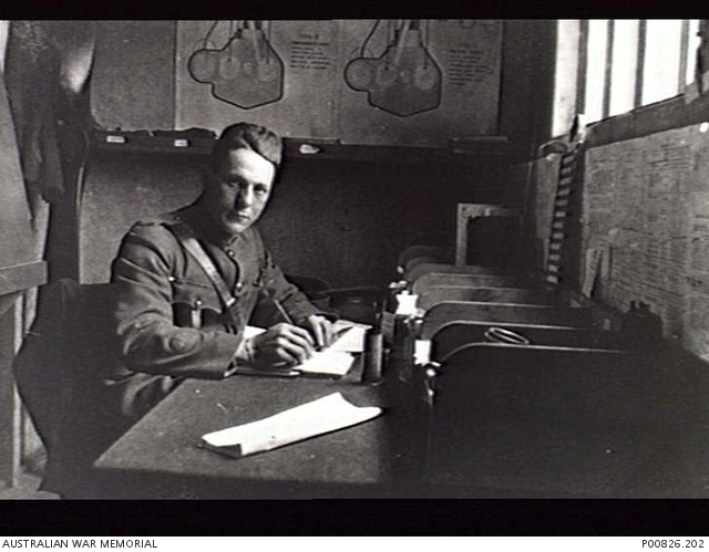 ENGLAND C 1917 TECHNICAL WARRANT OFFICER ELLISON IN HIS OFFICE AT 
