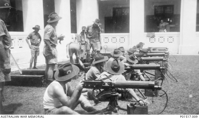 SEREMBAN, MALAYA? 1941. MEMBERS OF 2/19TH BATTALION AT MACHINE GUN ...