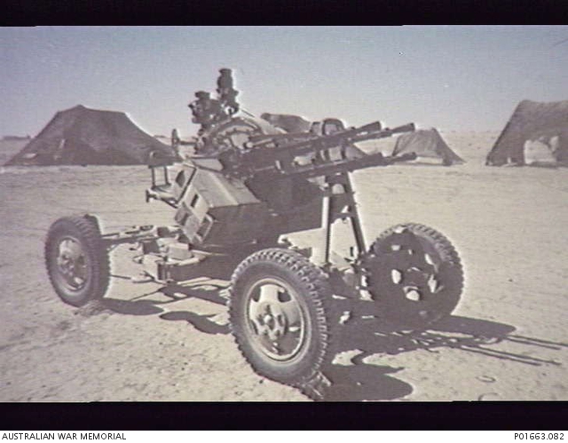 KUWAIT, 1991-03-08. AN IRAQI ZPU-4 14.5 MM ANTI-AIRCRAFT GUN CAPTURED ...