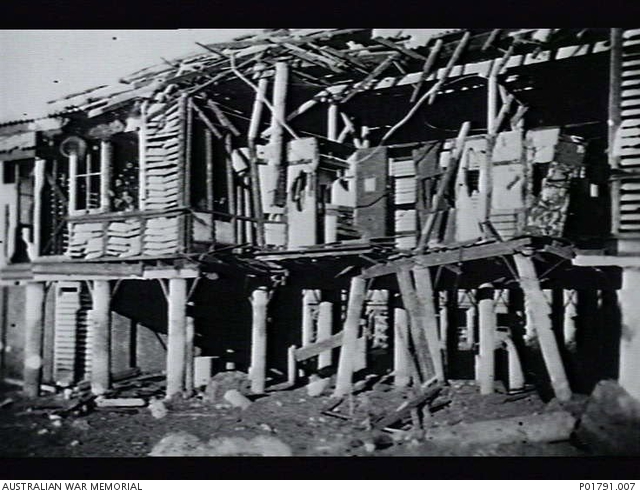 Bomb damage to RAAF Headquarters sustained in an attack by bombers ...