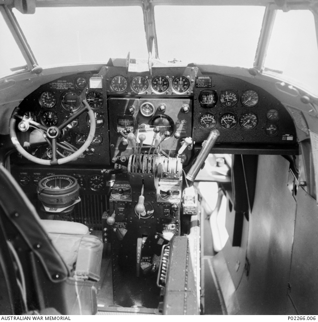 Kota Bharu, Malaya. 1941. Interior of the cockpit of a RAAF Lockheed ...