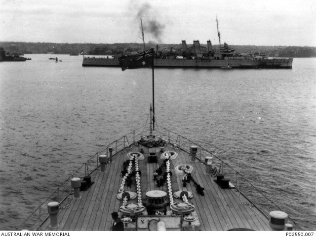 The Kent class cruiser HMAS Canberra departs for another war patrol ...