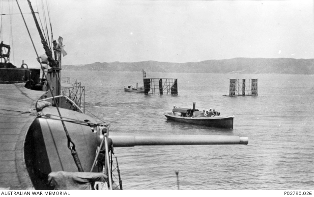 Jamaica?. c. 1913. Two battle practice targets and the steam pinnaces ...