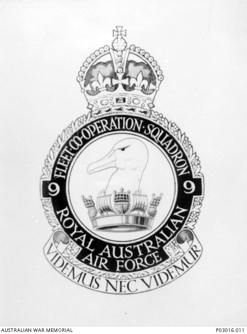 Rathmines, NSW. c. 1942. The official badge of No. 9 (Fleet Co ...