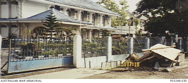 Dili, East Timor. 20 December 1999. One of the buildings within the ...